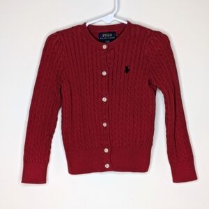 Polo Ralph Lauren Red Cable Knit Sweater Cardigan 4T
